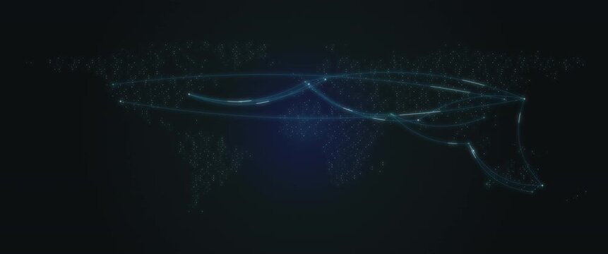 Cinematic widescreen cyan data map anamorphic seamless loop