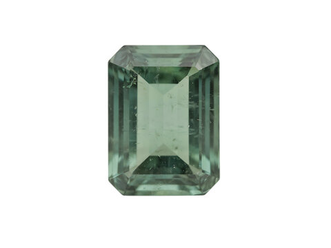 Beautiful emerald cut gemstone with natural green hue isolated on clear background for jewelry design inspiration transparent background