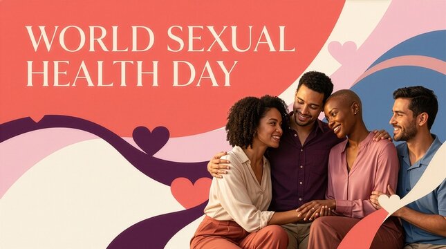 World Sexual Health Day Awareness Poster with Diverse Adults, Healthcare, Connection and Global Wellness Concept