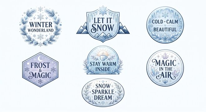 Premium Winter Wonderland Typography Bundle with Frosted Snow and Icy Vector Lettering Collection