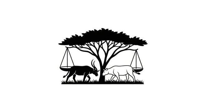 Justice balance with animals nature symbol.