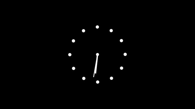 Clock spinning on transparent background with alpha channel. Stopwatch animation. watch animation. Clock icon flat style 24 hours day fast speed with moving timer clock rotation 4k