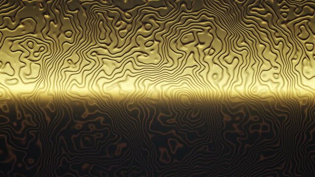 Gold liquid topography lines animated background 4K video loop