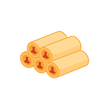 Stack of delicious crispy spring rolls with filling for asian food menu design isolated on transparent background, Vector