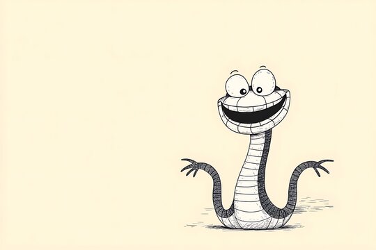Joyful cartoon snake smiling