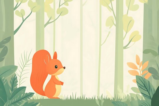 Squirrel in a serene forest