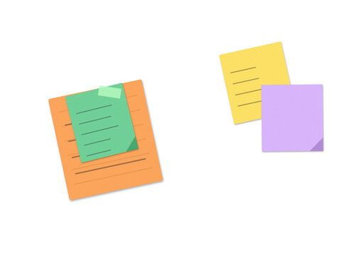 Three colorful sticky notes with blank space for text