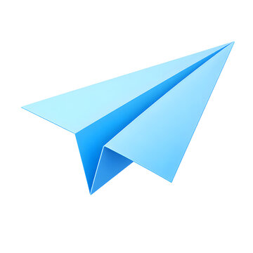 3D paper plane icon isolated on white background, message sending direct mail symbol for chat application, digital communication, travel, and startup launch.