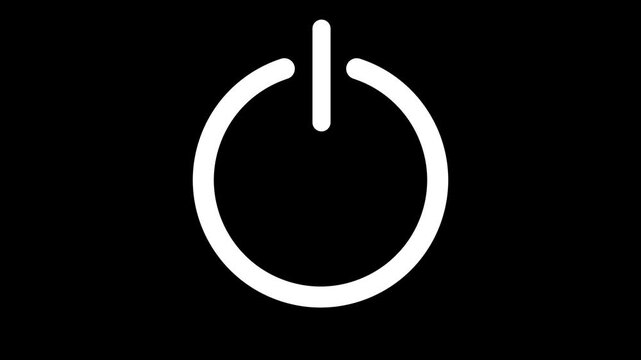 Abstract circle power button icon animated on a black background. power off / on button animation