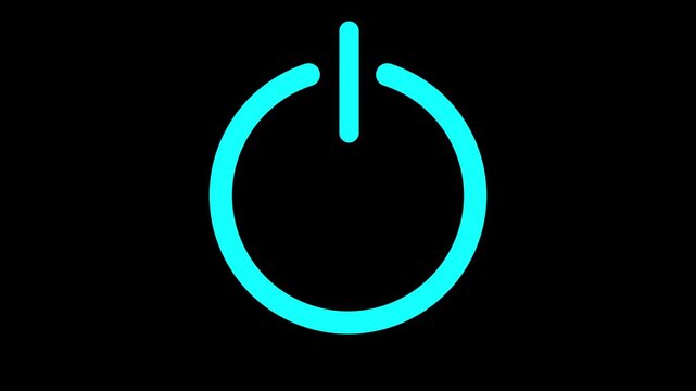 Abstract circle power button icon animated on a black background. power off / on button animation