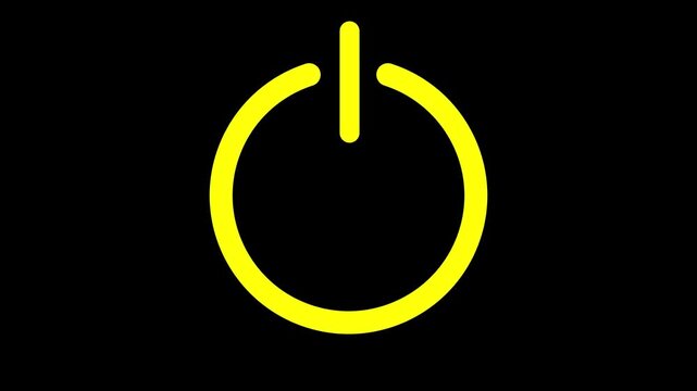 Abstract circle power button icon animated on a black background. power off / on button animation