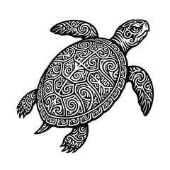 Fototapeta premium Tribal Turtle Tattoo Design Black White