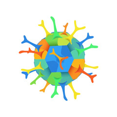Fototapeta premium Abstract colorful geometric virus icon or biological cell structure illustration.