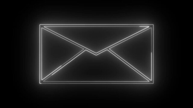 Glowing neon message box icon animation video notice receive massage animated sign symbol. Message mail box, 4k. Pulsing Neon yellow Message Box Animation: