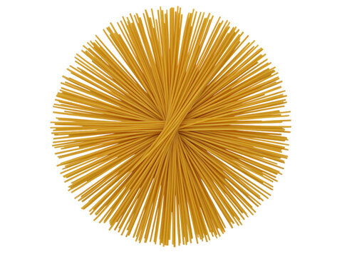 Golden Spaghetti Bundles Radiating Outwards in Circular Pattern Isolated on Transparent Background transparent background