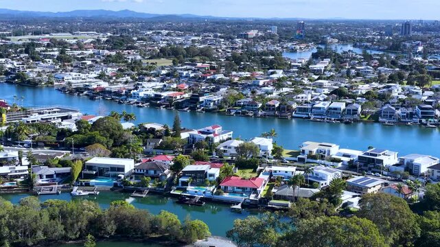 Aerial View of Luxury Waterfront Homes in Broadbeach Waters Gold Coast