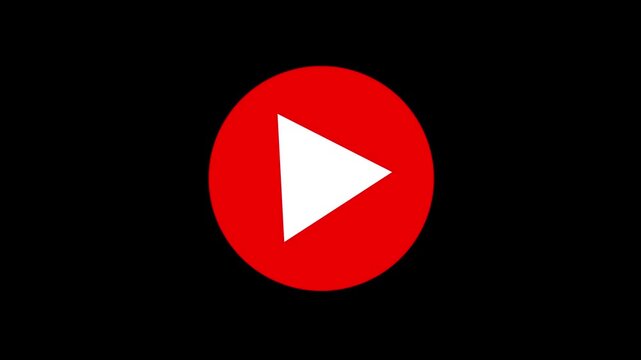 play icon, video play icon for website and mobile design animation on black background. glowing play button animation. Press to play. On black background .Video, play button icon