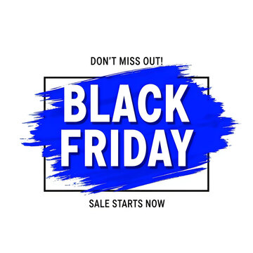 Black Friday sale banner with blue brush effect