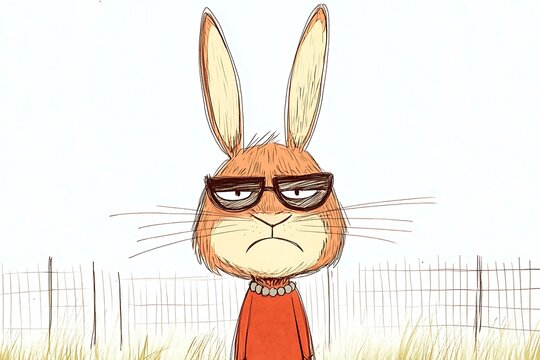 Grumpy rabbit in sunglasses