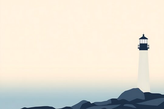 Solitary lighthouse overlooking calm waters