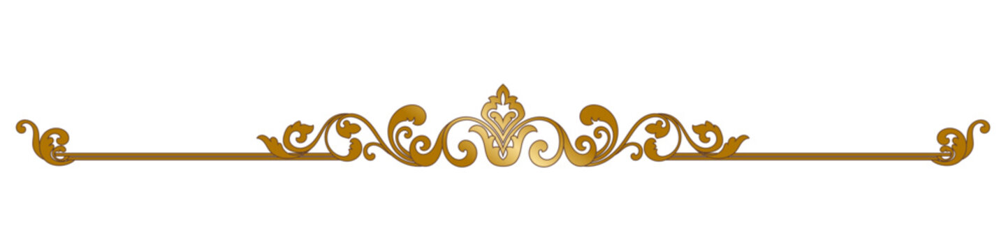 Vintage gold divider; a classic decorative element featuring scrollwork.