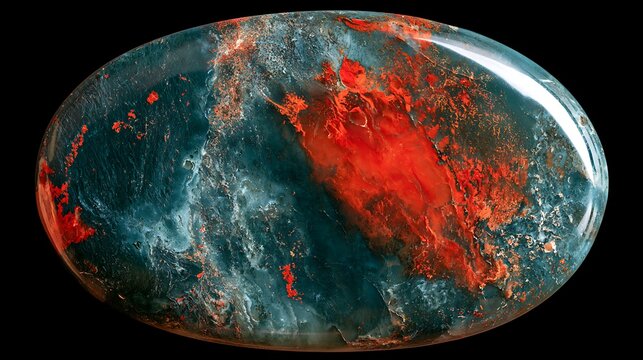 Polished Heliotrope Bloodstone Gemstone Oval Cabochon.