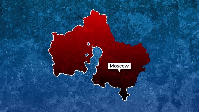 Moscow Highlighted on Russia Map, Moscow Regional Geography Animation, Russian Capital Location Map