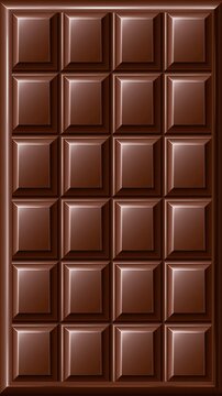 Large rectangular milk chocolate bar divided into grid of square segments with smooth glossy surface delicious sweet confectionery food seamless pattern