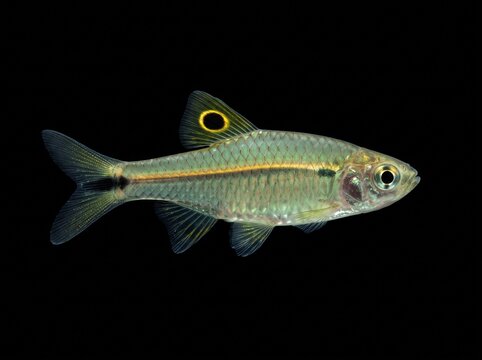 Eyespot Rasbora (Rasbora dorsiocellata) Isolated on Black Background
