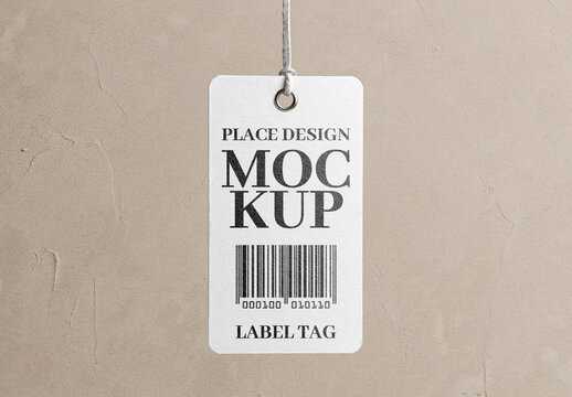 Minimal Hanging Label Tag Mockup Template with String