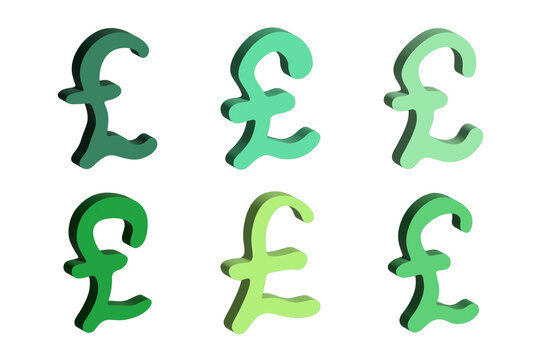 Set of 3d british pound currency symbol Elements for design