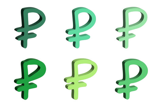 Set of 3d russian ruble currency symbol Elements for design
