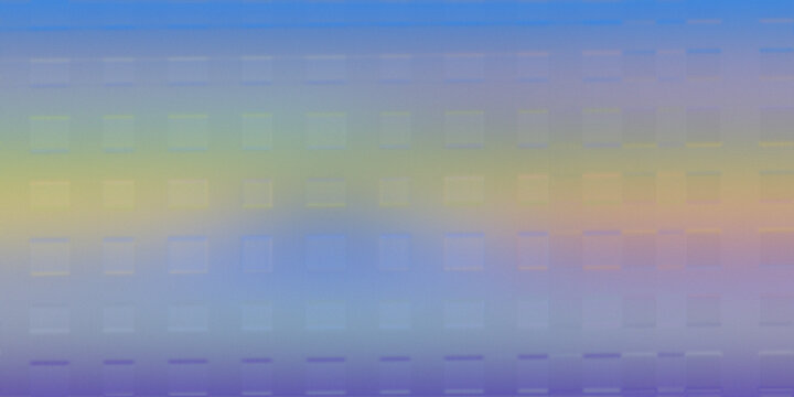 Ghosted grid pattern with subtle rainbow wash and blurred details.