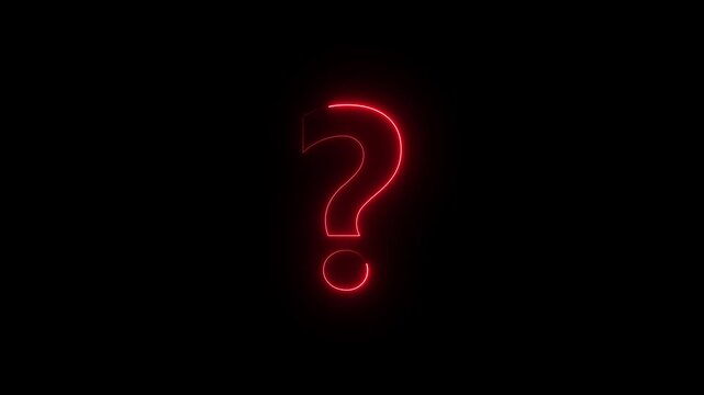 Question mark sign. Question mark icon. asking icon animation. neon line asking icon on background. Message with a question mark with a neon saber effect. Neon glowing loop question mark icon.4K Video