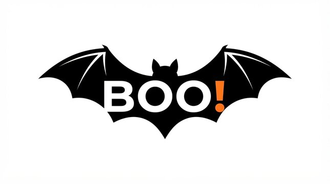 Black bat silhouette with the word boo for a fun halloween design