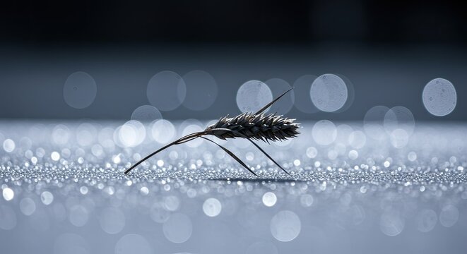 Close-up of a water strider insect on a reflective surface.
