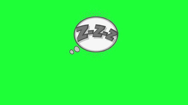 Comic zzz sleep bubble green screen animation