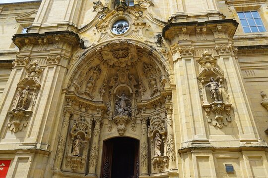 The entrance of the church of Saint Mary of the Chorus, in San Sebastian, Spain