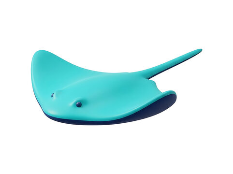 Cute stingray 3D character icon isolated on white background