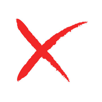 Red Brush Stroke Cross Mark Icon Isolated on Transparent Background