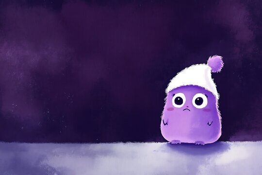 Purple owl in winter