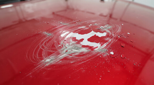 Deep car paint scratches revealing metal bene