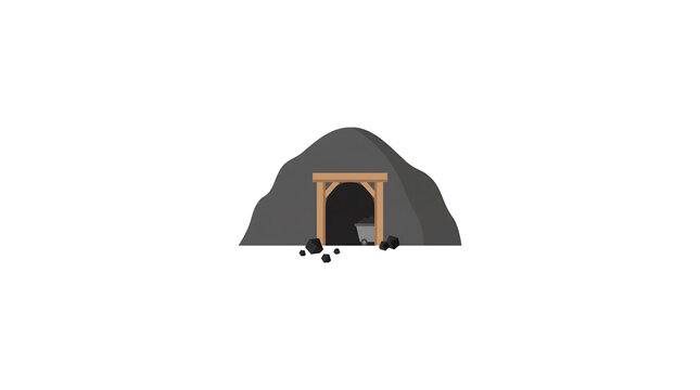 Coal Mine Entrance with Cart Illustration