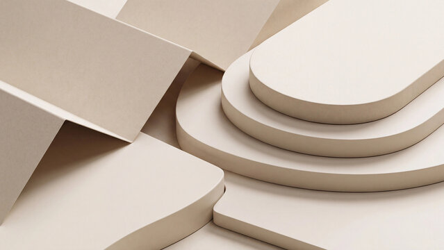 Papercraft geometric elements layer together to create a textured beige background suitable for modern presentation mockups.