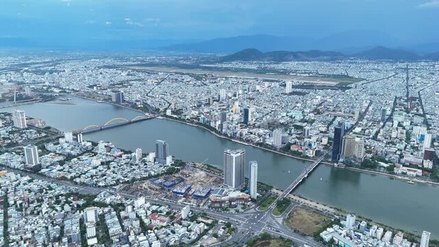 Panoramic Aerial View of Da Nang Bay