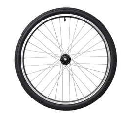 Naklejka premium Bicycle wheel with tire and spokes isolated on transparent background