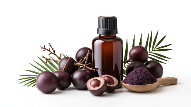 Acai Berry Herbal Capsules Isolated on White Background