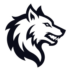 Obraz premium Wolf head logo black and white illustration