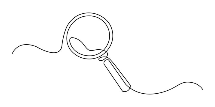 Magnifying glass drawn with a single continuous black line