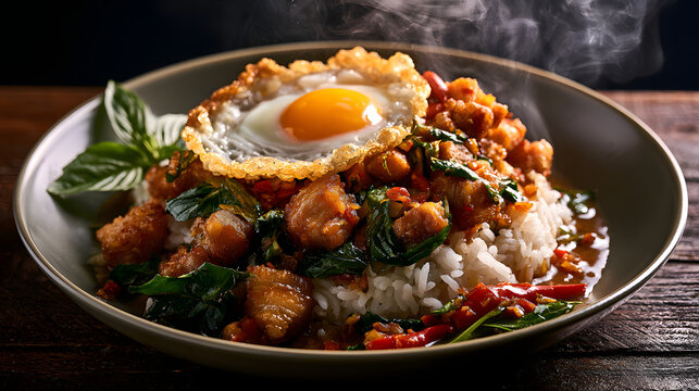  Kao pad kaprao with egg
